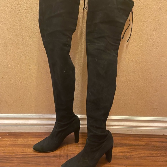 Classic ALLLEGS Stuart Weitzman Noir Ultrastretch Over the Knee Black Boots - Picture 2 of 6